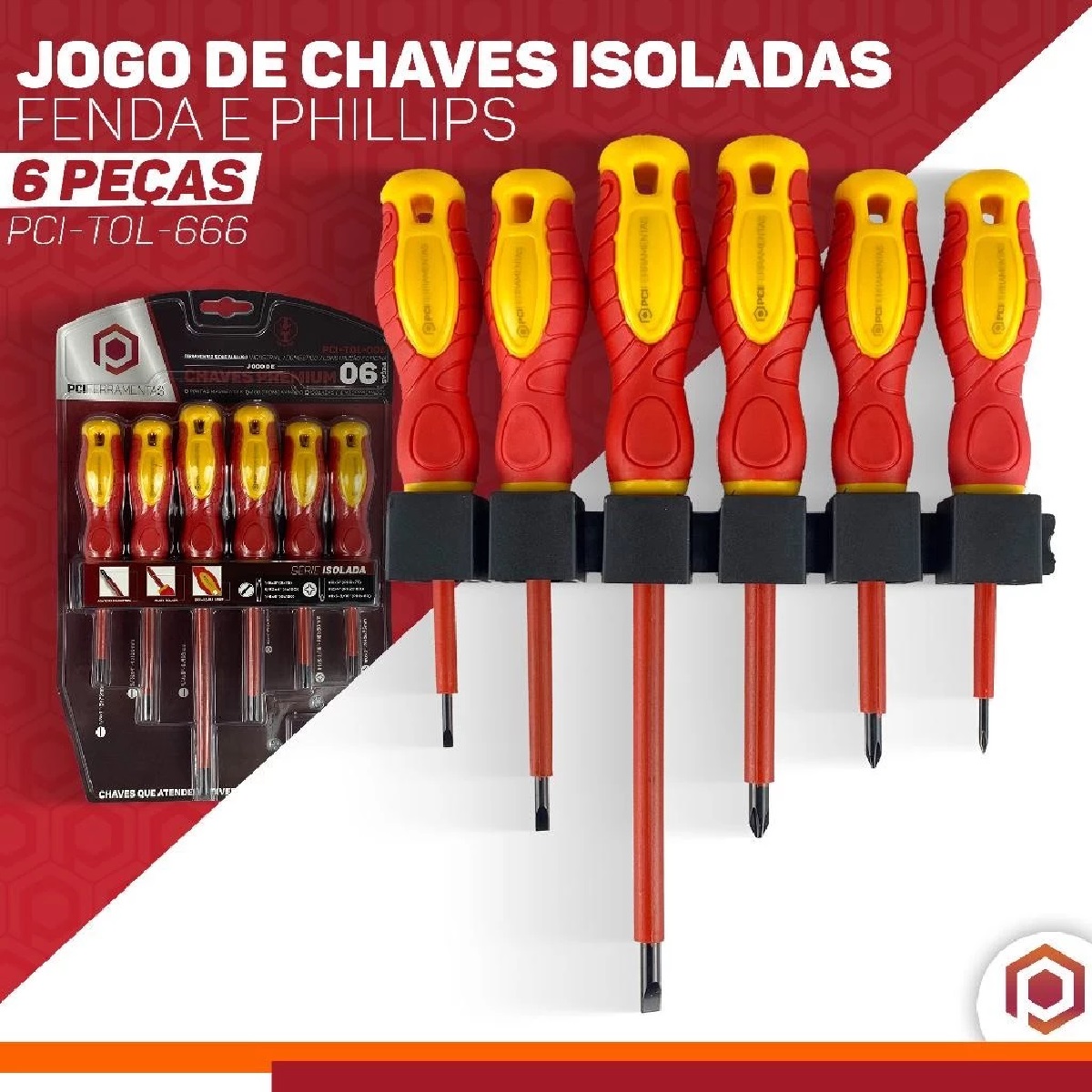 KIT 6 CHAVES PHILIPS/FENDA PROFISSIONAL IMANTADA