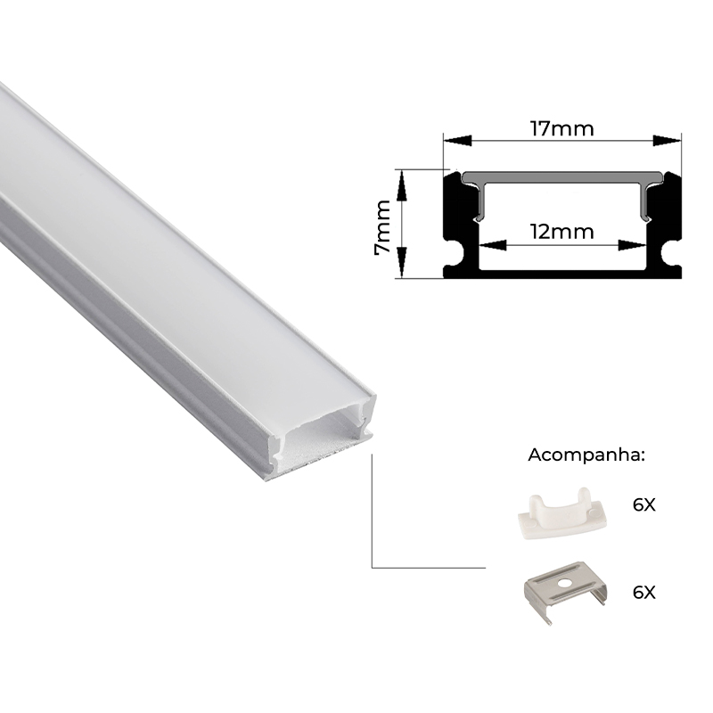 PERFIL ALUMINIO SOBREPOR MOV 17 X 7MM 3 METROS BRANCO NORDECOR
