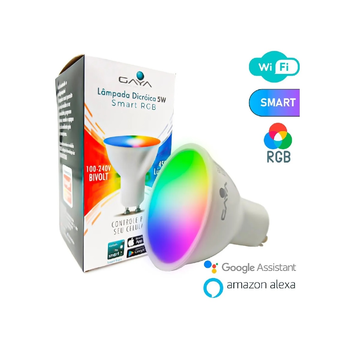 LAMPADA LED DICROICA RGB SMART 5W GAYA