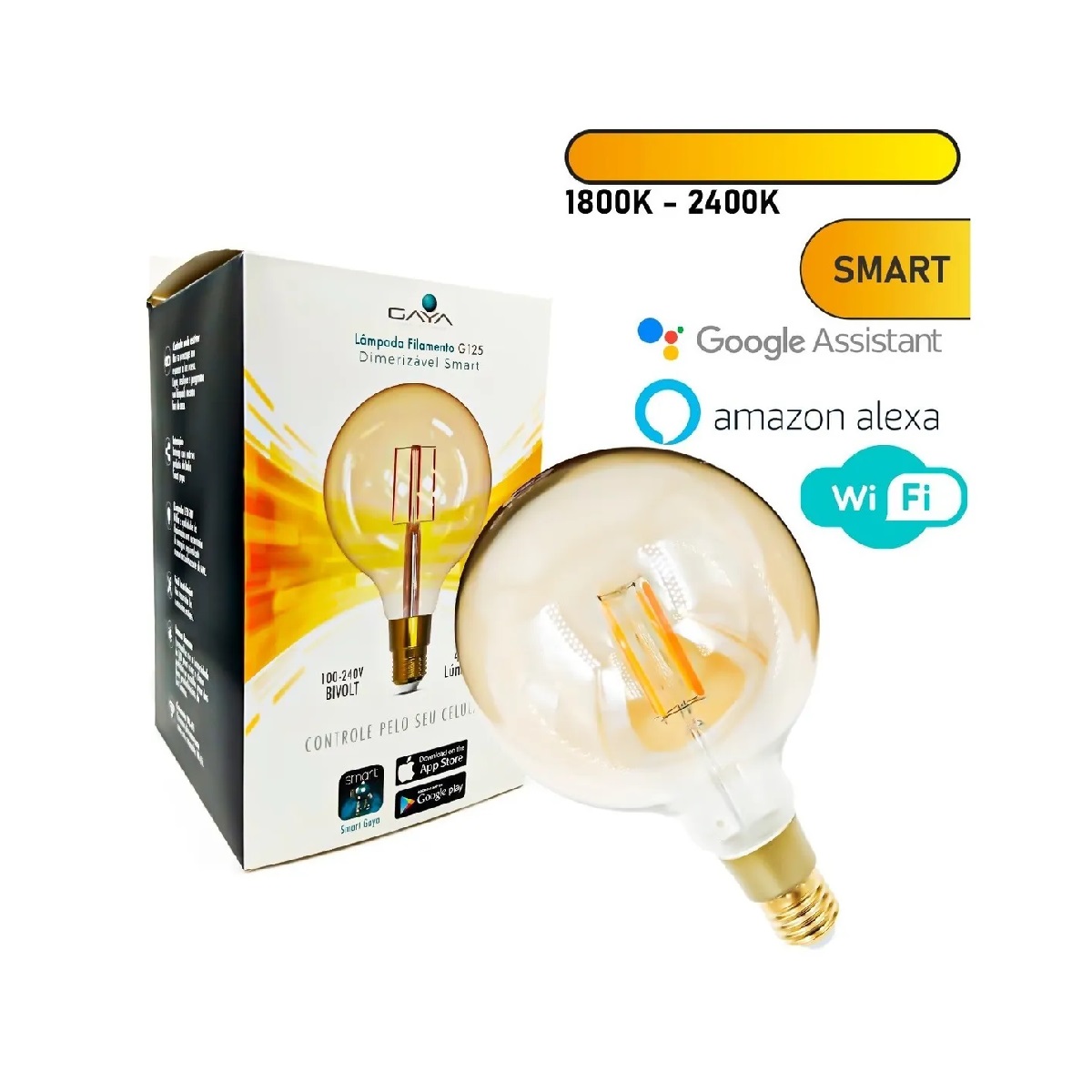 LAMPADA LED FILAMENTO G95 DIMERIZAVEL SMART GAYA