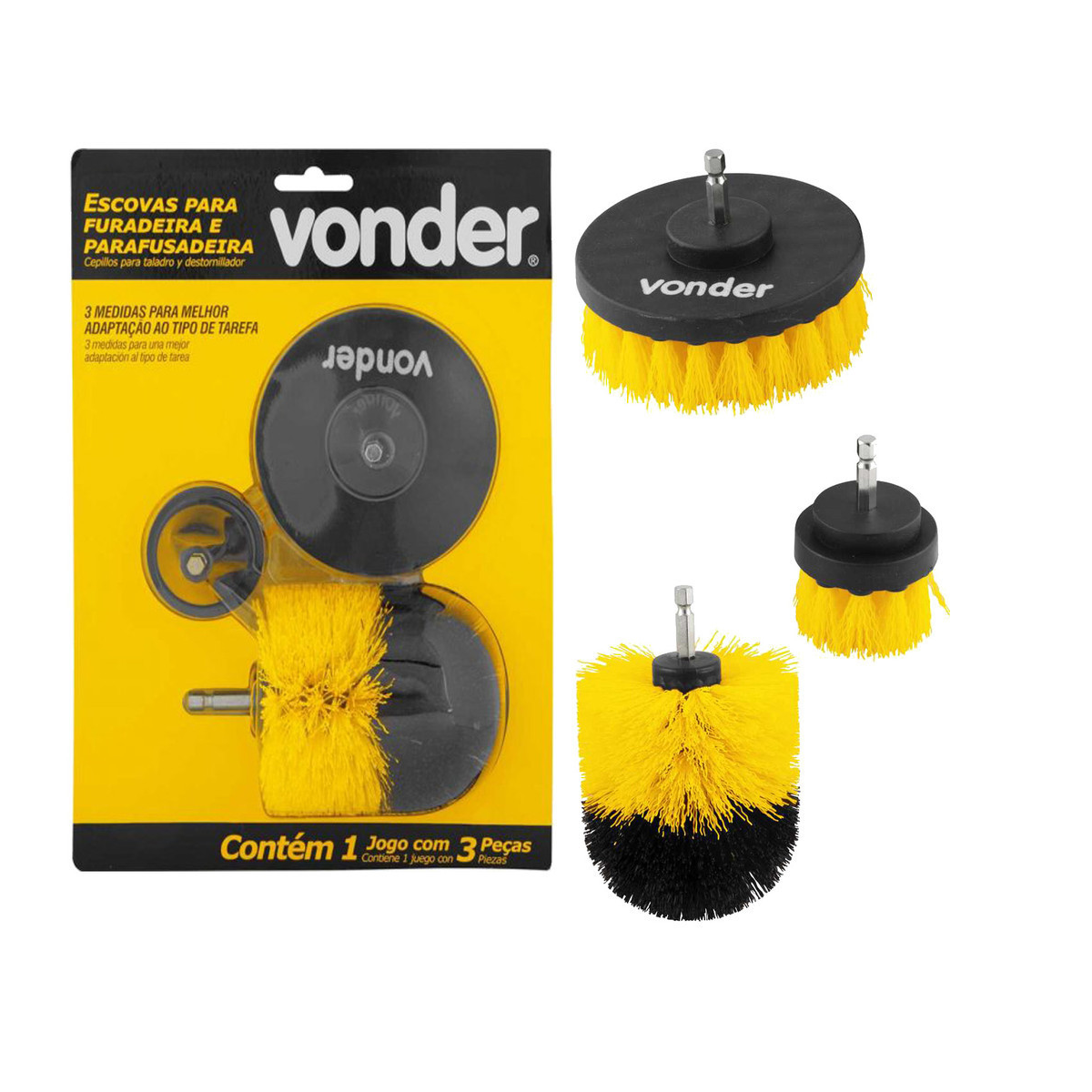 ESCOVAS ROTATIVAS PARA PARAFUSADEIRA COM 3PC - VONDER