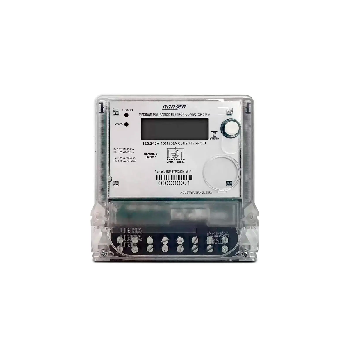 MEDIDOR DE CONSUMO BIDIRECIONAL (KWH) TRIFASICO 3/4 240V 15/120A