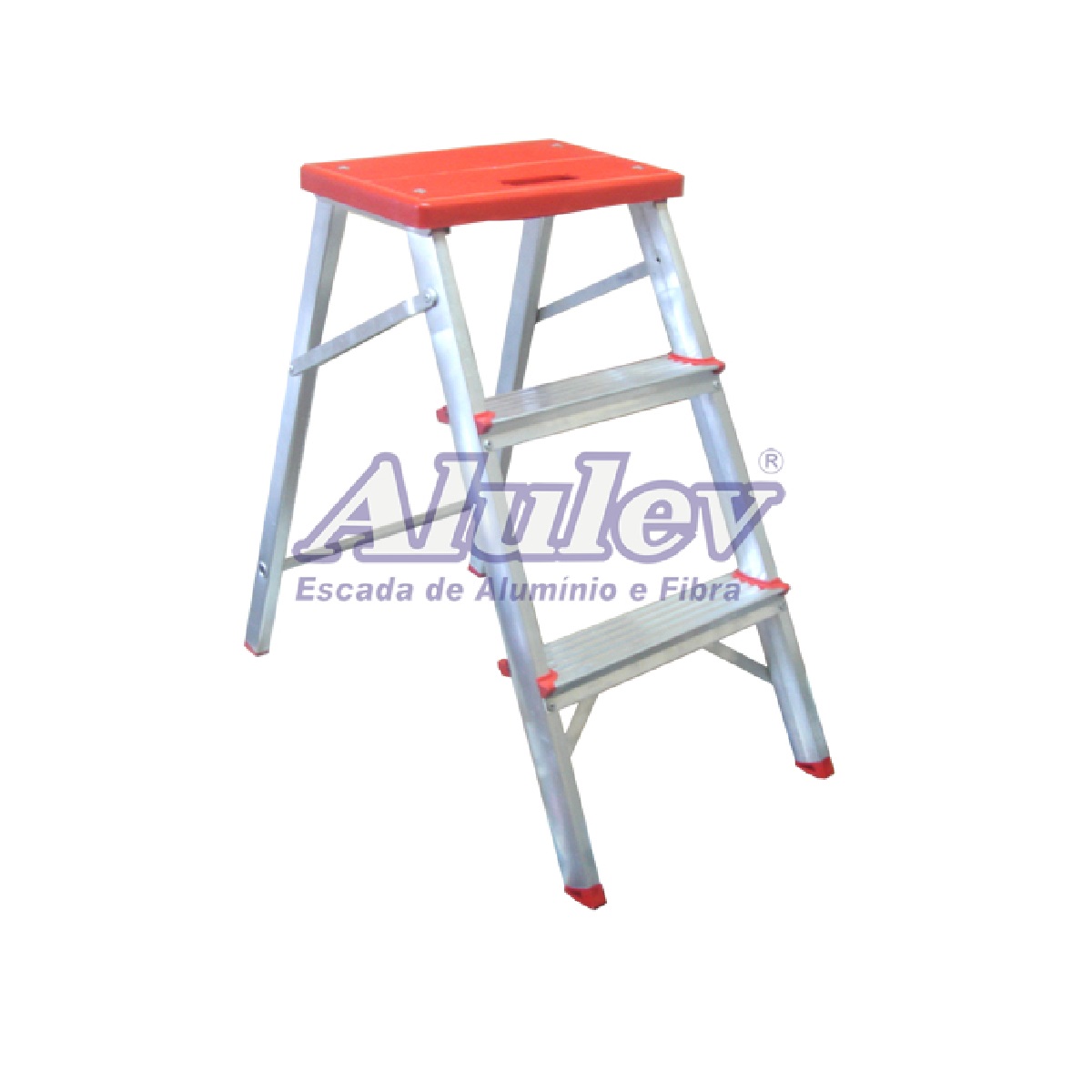 ESCADA ALUM BANQUETA 2DEGR+PAT DUPLO ACESSO