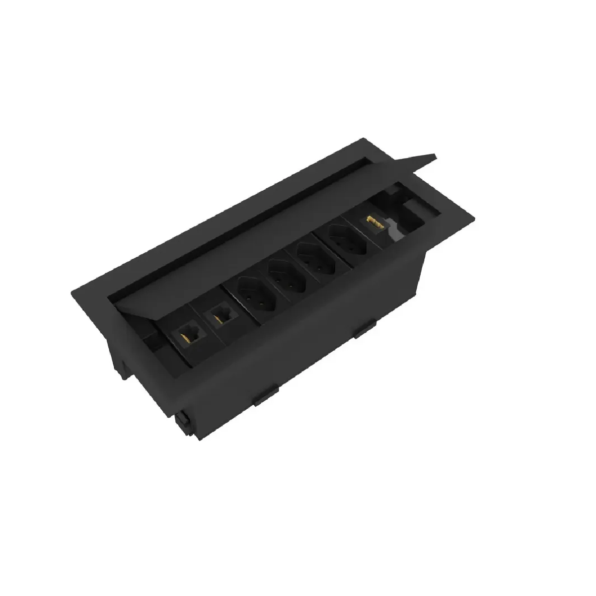 CAIXA EMBUTIDA PARA TOMADA DE MESA PRETA 7 MODULO