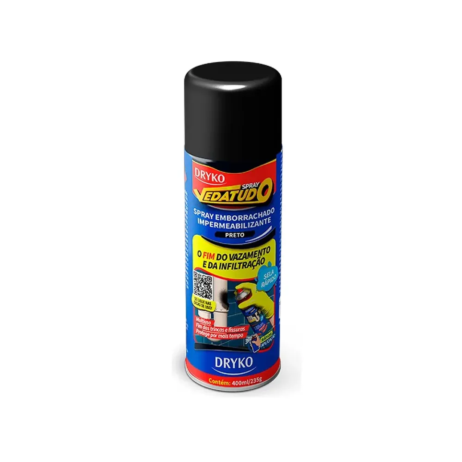 SPRAY ADESIVO EMBORRACHADO IMPERMEAVEL 235G/400ML PRETO - DRYKO