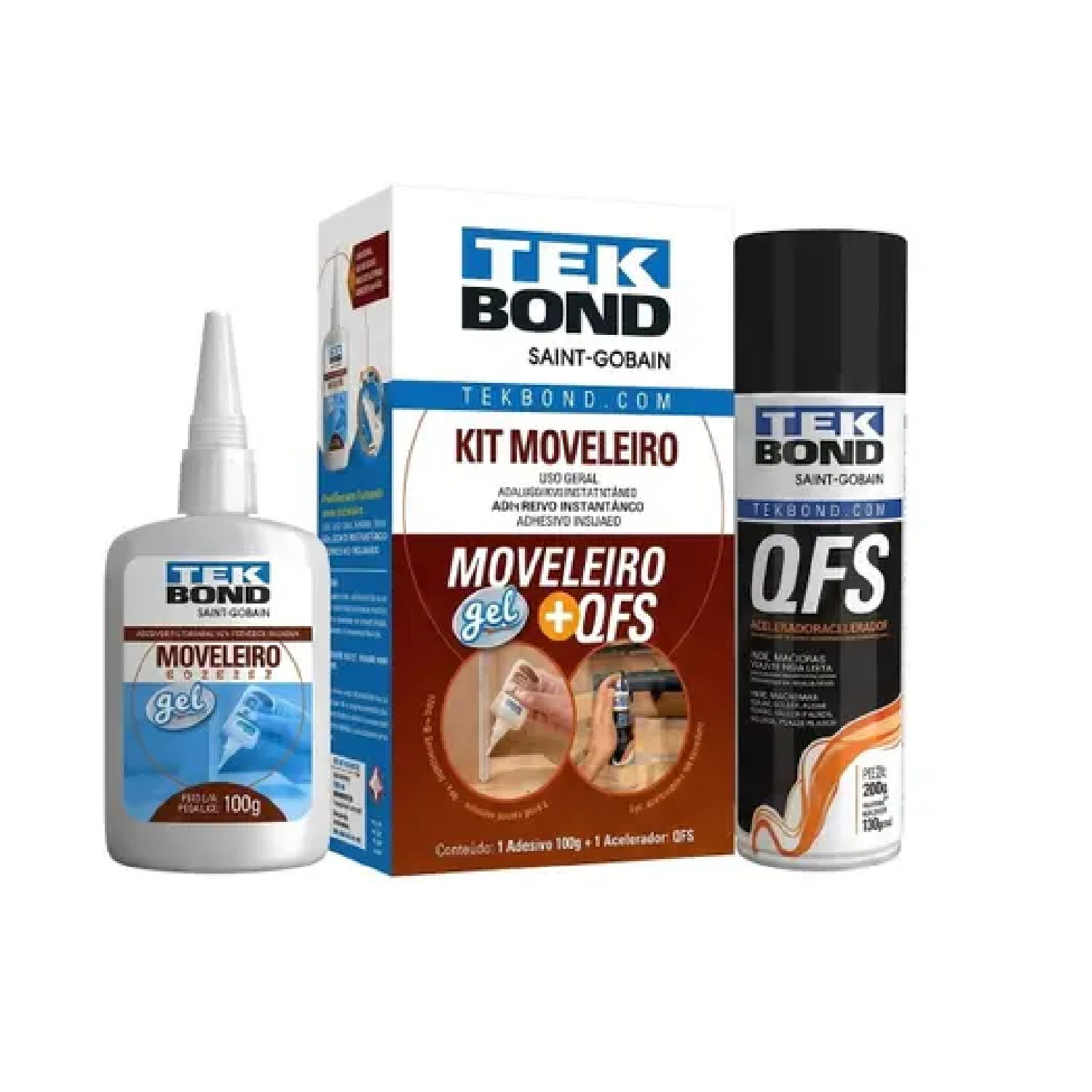 KIT MOVELEIRO ADESESIVO EM GEL 100G + ACELERADOR QFS 100G - TEKBOND