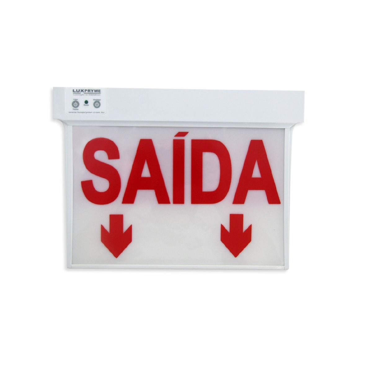 LUMINÁRIA DE EMERGÊNCIA SAIDA VERMELHA/VERDE AUTONOMA DUPLA FACE