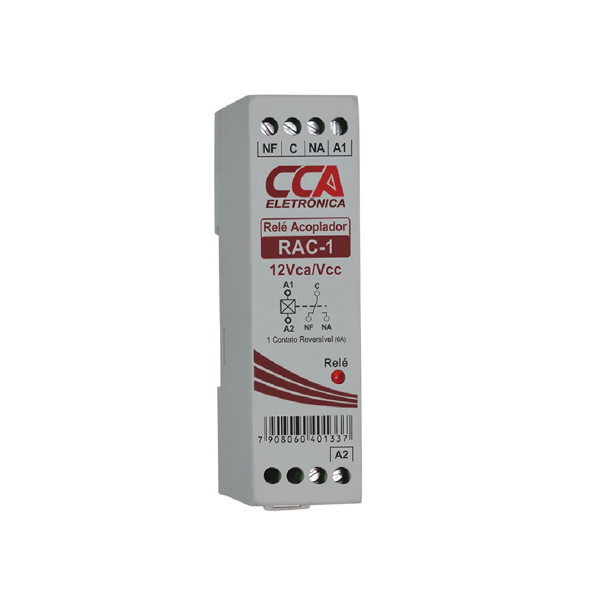 RELE  ACOPLADOR RAC-01 12VCA/VCC 5A 1 CONTATO REVERSIVEL