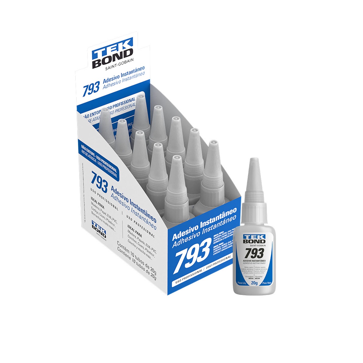 ADESIVO INSTANTANEO 793 20G BICO ANTIENTUPIMENTO - TEKBON