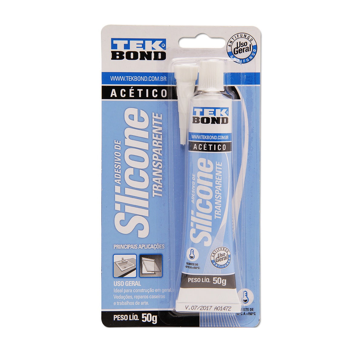 SILICONE  ACETICO  MULTIUSO INCOLOR 50G - TEKBOND