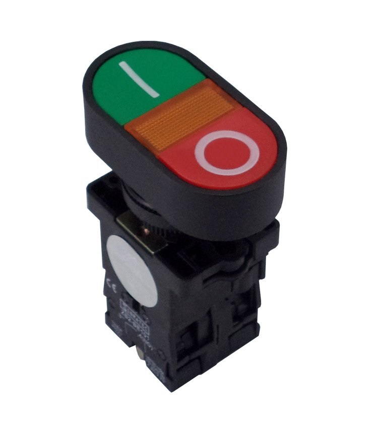 BOTAO DUPLO LIGA-DESLIGA ILUMINADO 220V 1NA+1NF SIBRATEC