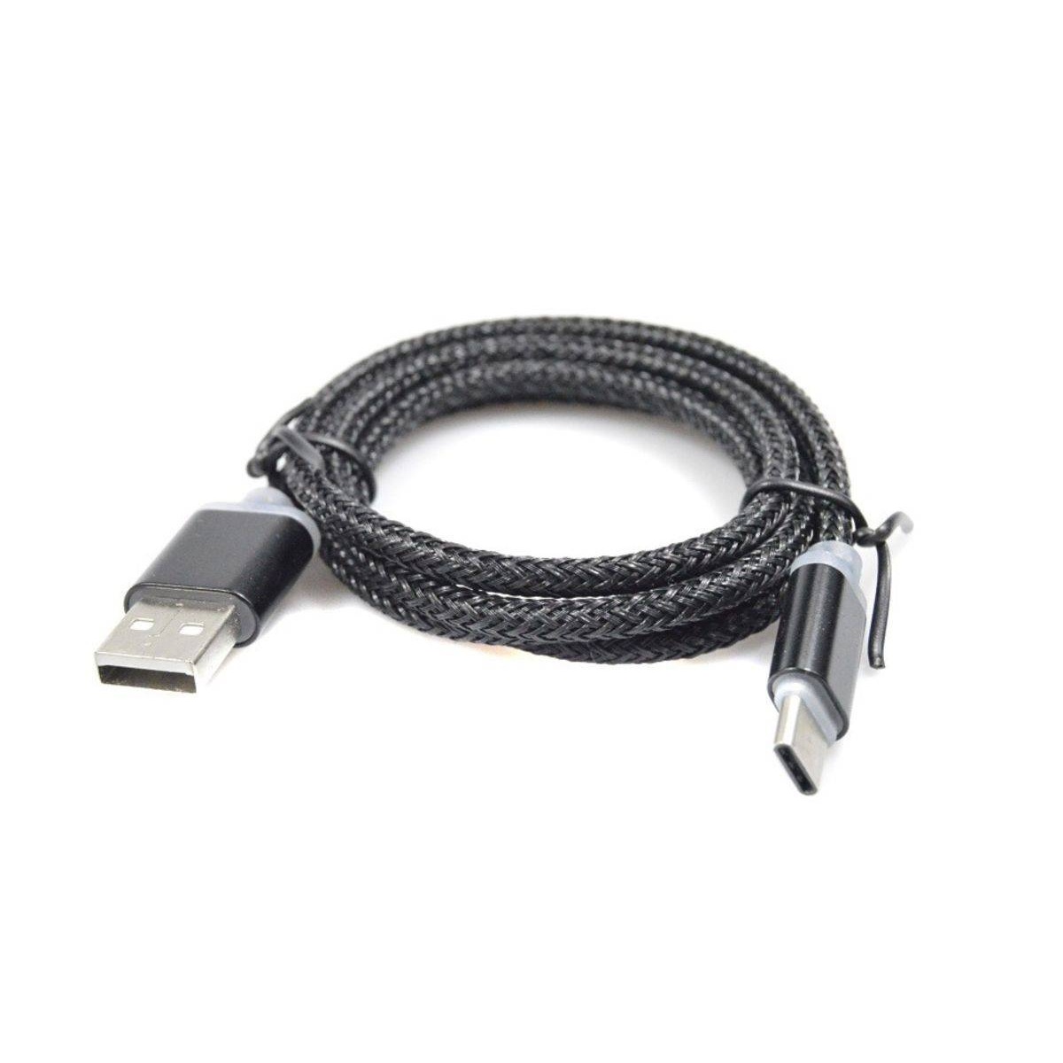 CABO USB TIPO C NYLON PRETO 1MT