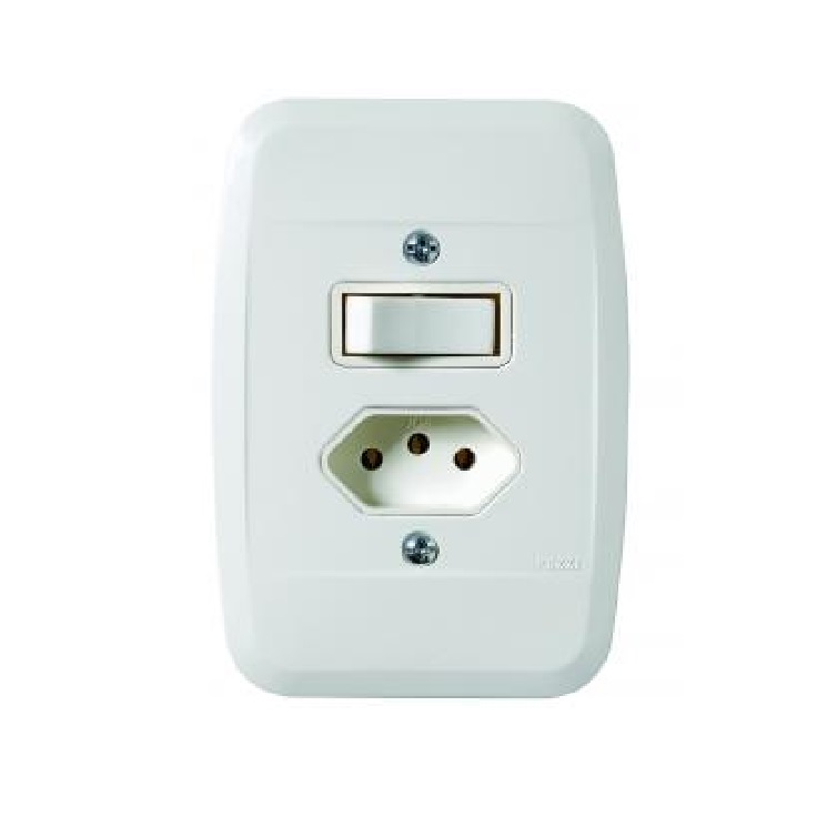 CONJUNTO 1 INTERRUPTOR SIMPLES COM TOMADA 10A  PEZZI 40.000