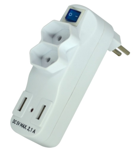 PINO ADAPTADOR 2 TOM + 2 USB C/ TERRA