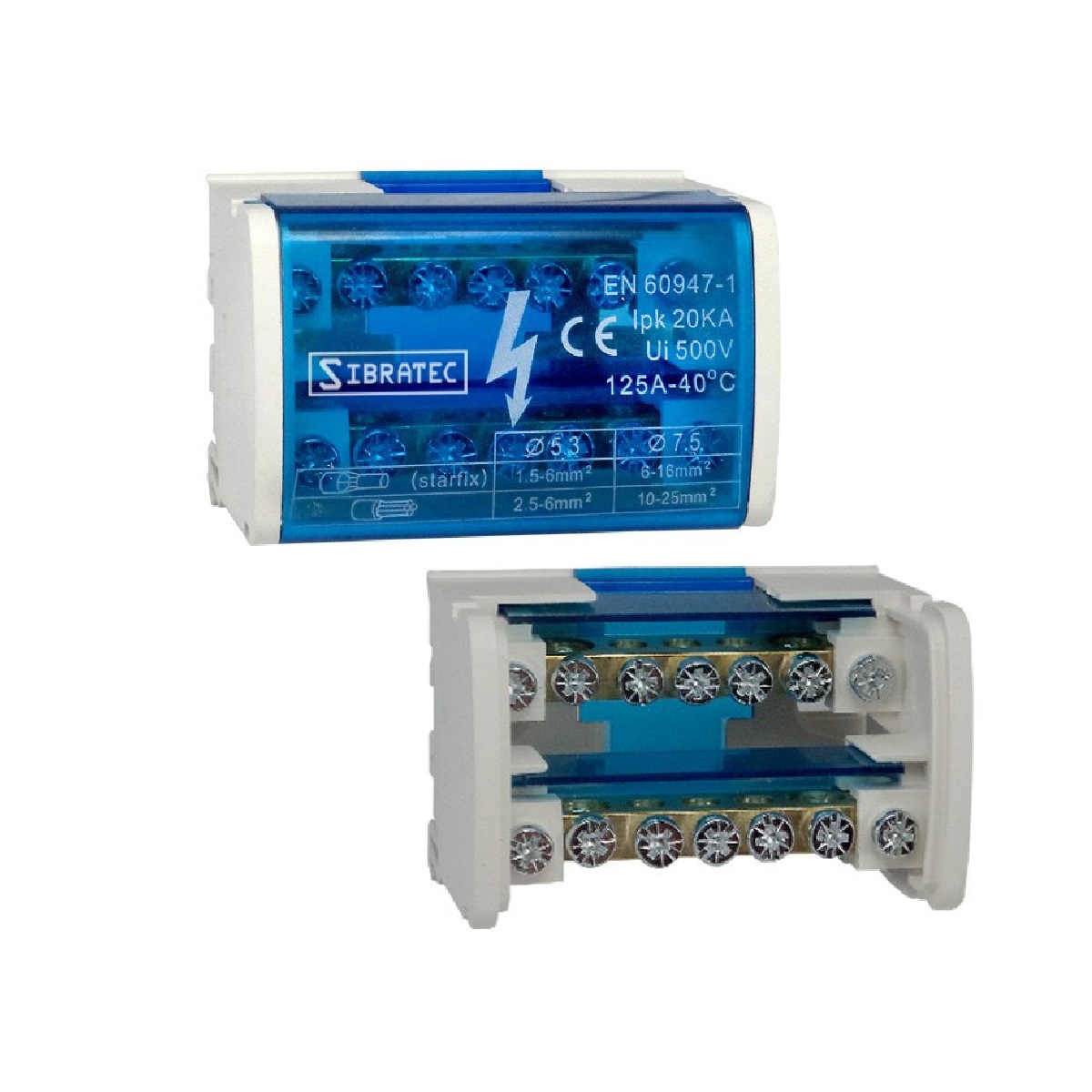 BARRAMENTO BLOCO MONOFASICO 125A 7 LIGACOES - SIBRATEC