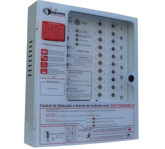 CENTRAL INCENDIO ECAI STANDARD 12V 20 SETORES COM BATERIA