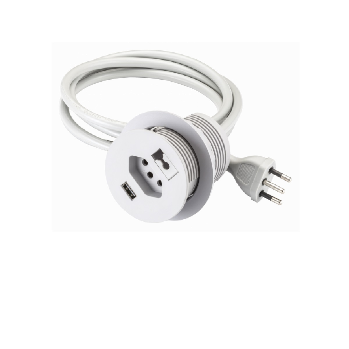 EMBUTIDO USB 60MM COM TOMADA 10A CINZA RENNA