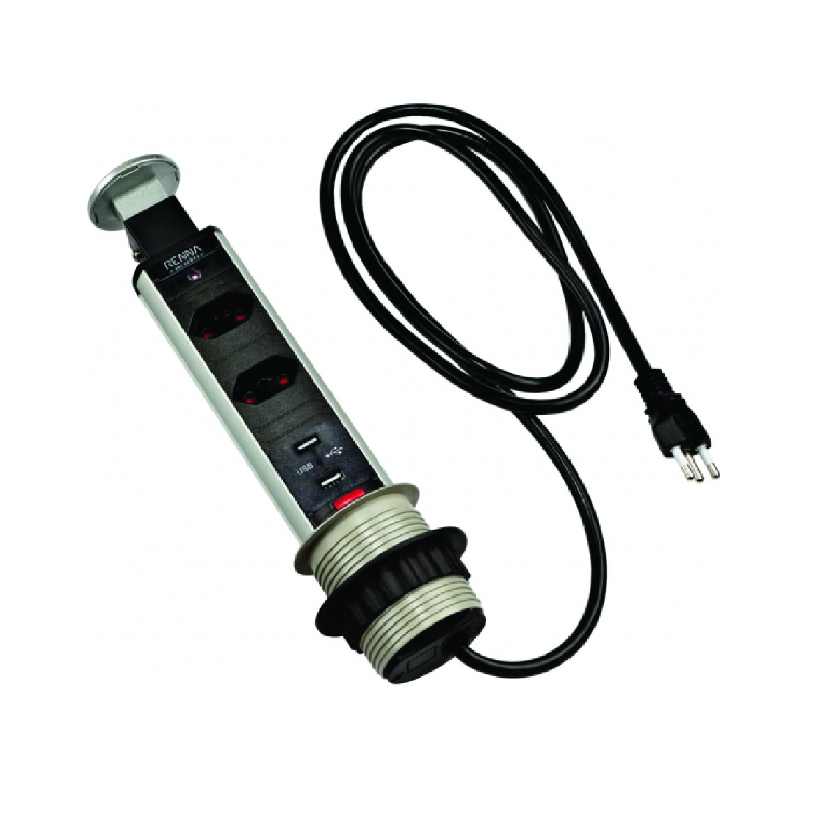 TORRE DE TOMADA AUTOMÁTICA 2 TOMADAS  COM USB+TIPO C - RENNA