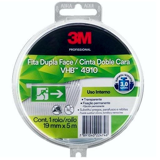 FITA DUPLA FACE 5MT VHB 4910 12MM ROLO
