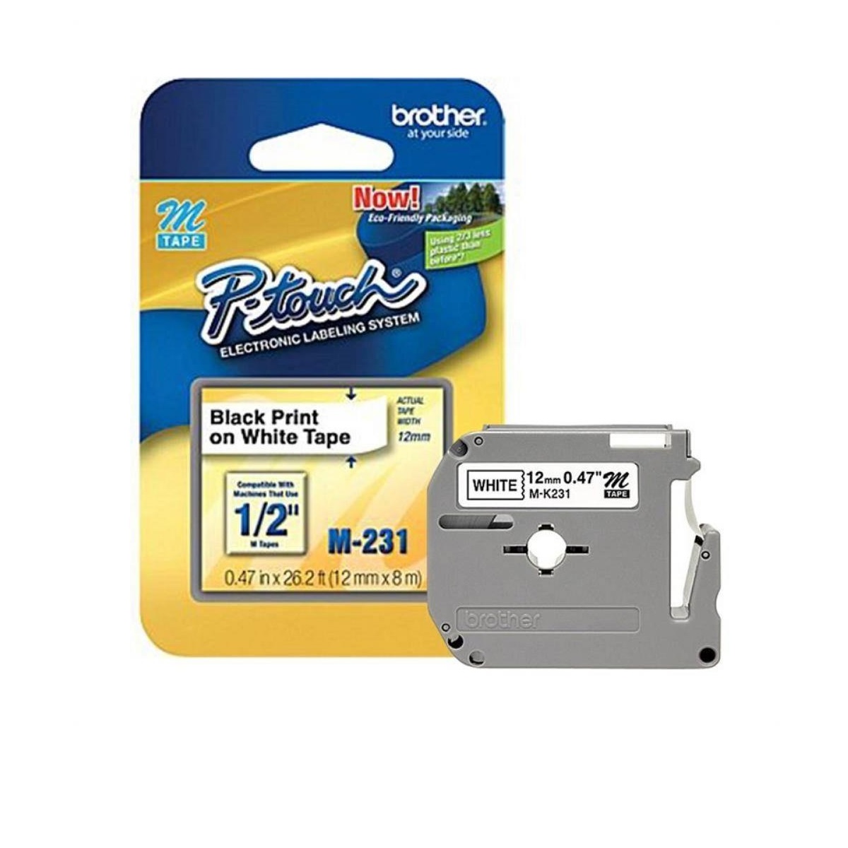 FITA VINIL 12MM 8MT PT SOBRE BR - BROTHER