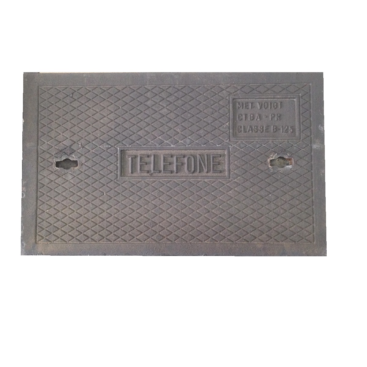 TAMPA FERRO FUNDIDO TELEBRAS 63 X 39CM 12,5 TONELADAS