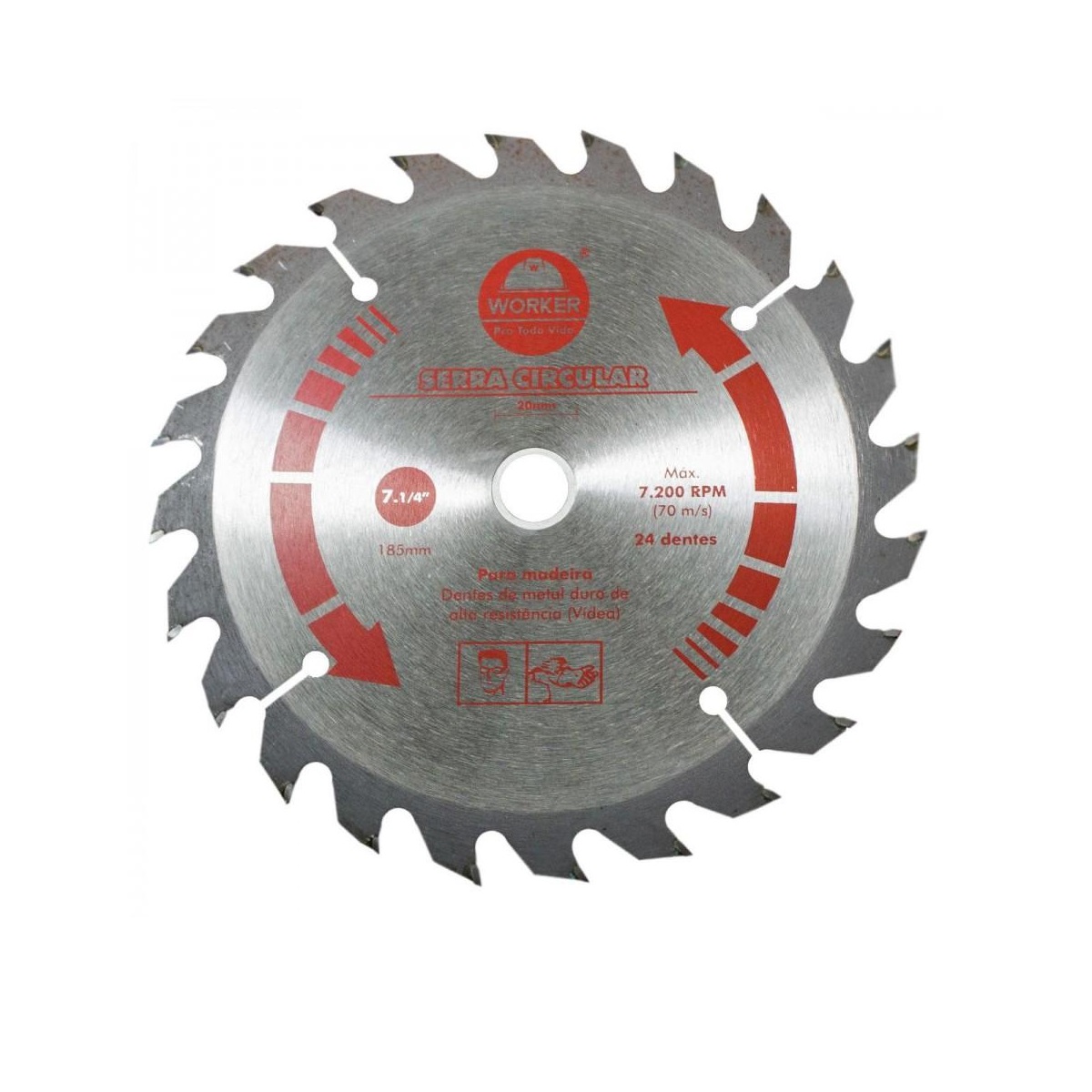 SERRA CIRCULAR WIDEA 7" 1/4" 24DTS 20MM - WORKER