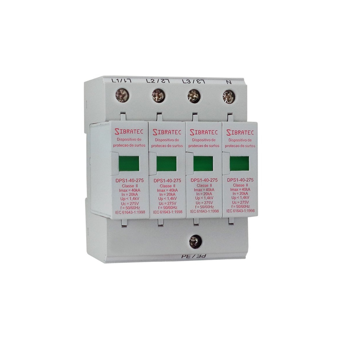 ANTI-RAIO DPS TIPO DISJUNTOR 4 POLOS 20/40KA SIBRATEC