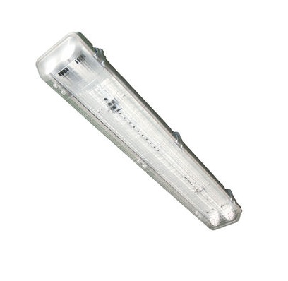 LUMINARIA TUBULAR BLINDADA IP65 2X36W T8 C/ PLACA DE PROT. DIFUSOR POLICARBONATO - G-LIGTH