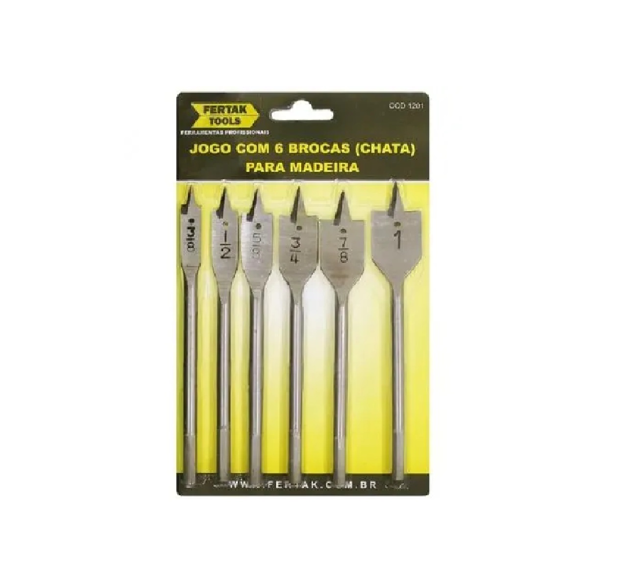 JOGO DE BROCAS 6 PCS (CHATA) PARA MADEIRA - FERTAK