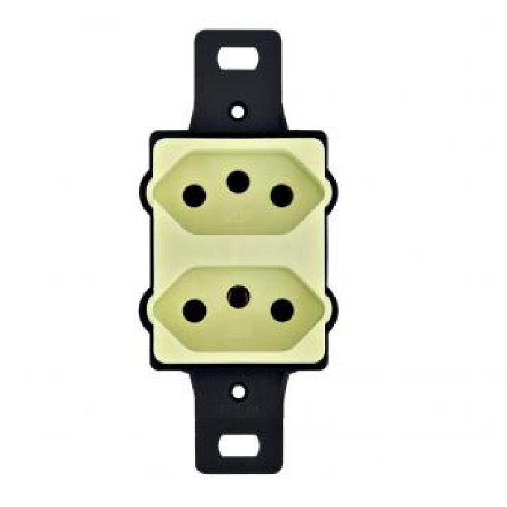 CONJUNTO 2 TOMADAS 20A PARA 3 MODULOS AMARELA SEM PLACA PEZZI 10000