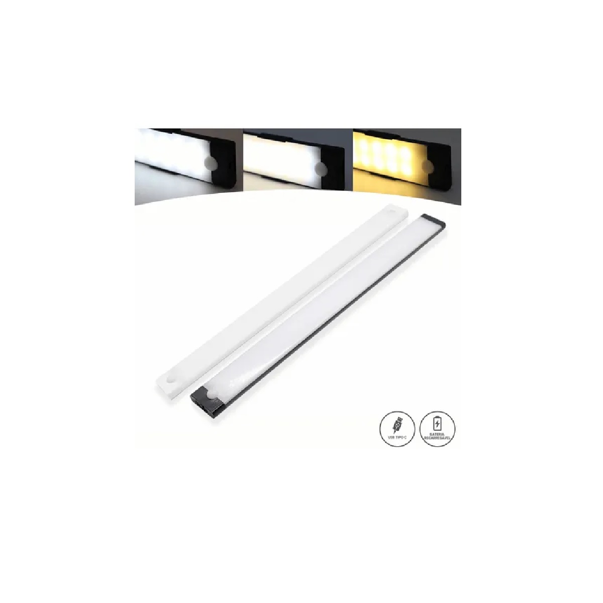 LUMINARIA DIFUSA COM SENSOR 60CM BRANCA COM USB RECARREGAVEL