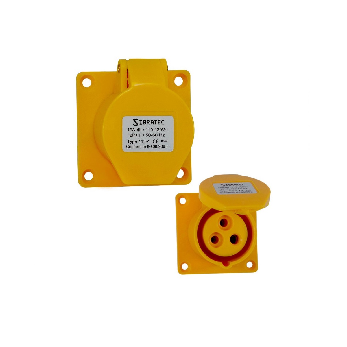 TOMADA EMBUTIR 2P+T 16A 4H 127VAC AMARELO IP44 S/P