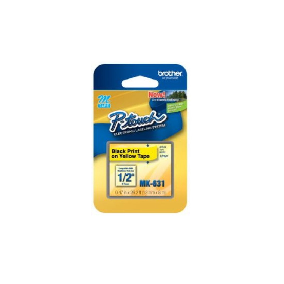 FITA VINIL BROTHER MK631 12MM PRETO/AMARELO