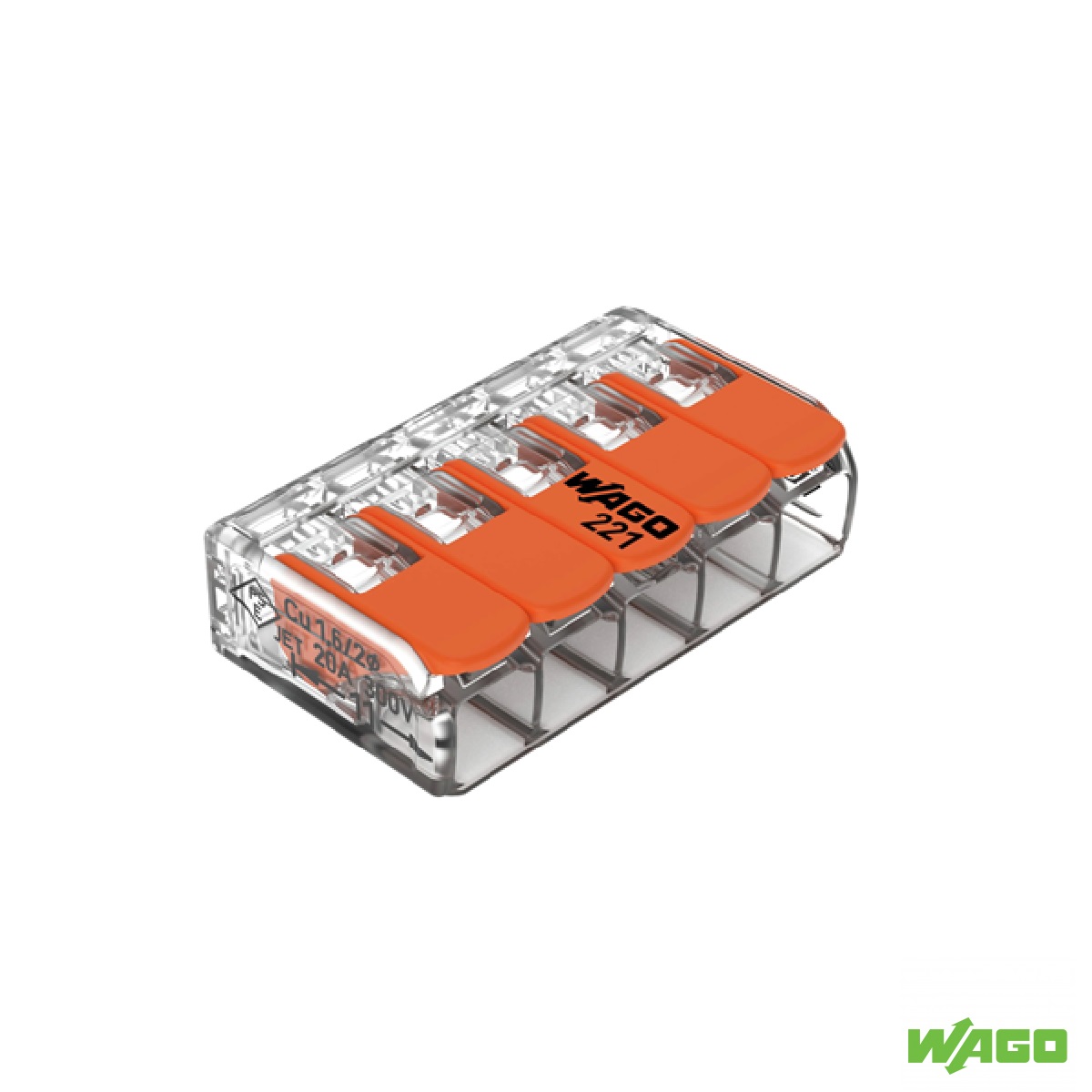 CONECTOR EMENDA E DERIVACAO 5P 32A 0,14/4MM WAGO